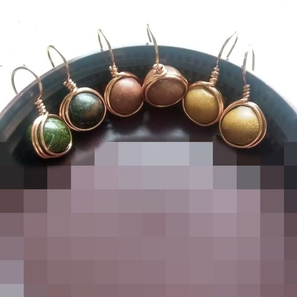 Medium Green-Brown Stone Drop Earrings ~ Rustic & Rugged Elemental Elegance - Picture 10 of 10